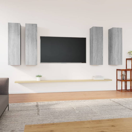 Tv-meubelen 4 st 30,5x30x110 cm bewerkt hout grijs sonoma eiken MeubelReus