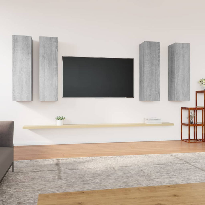 Tv-meubelen 4 st 30,5x30x110 cm bewerkt hout grijs sonoma eiken MeubelReus
