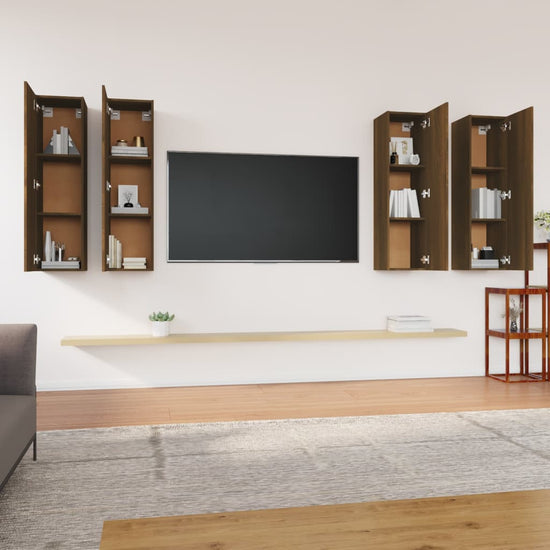 Tv-meubelen 4 st 30,5x30x110 cm bewerkt hout bruin eikenkleur MeubelReus