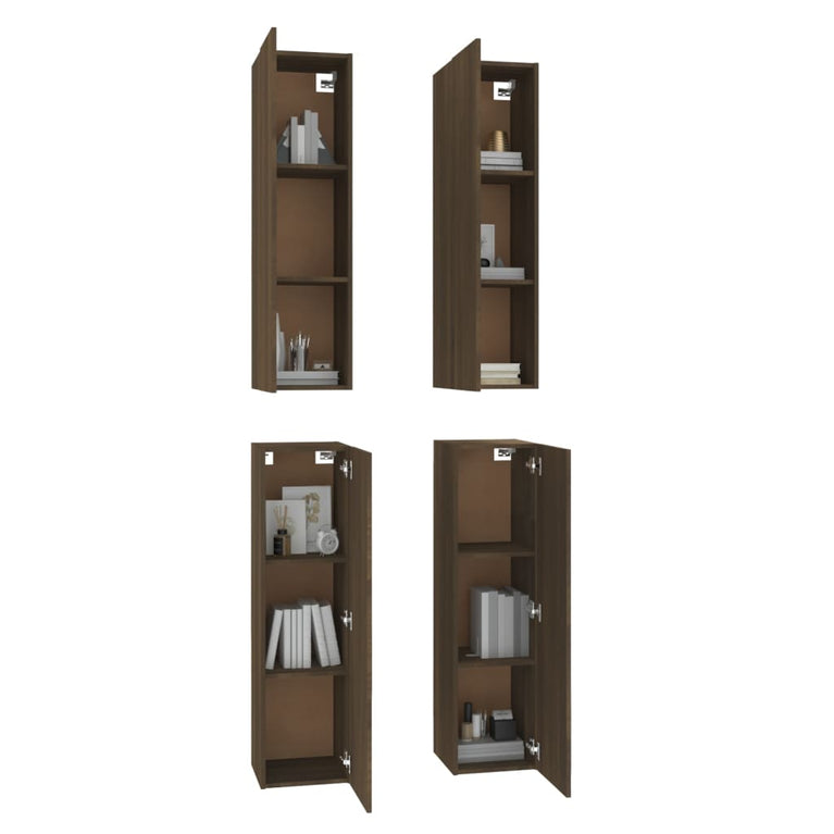 Tv-meubelen 4 st 30,5x30x110 cm bewerkt hout bruin eikenkleur MeubelReus