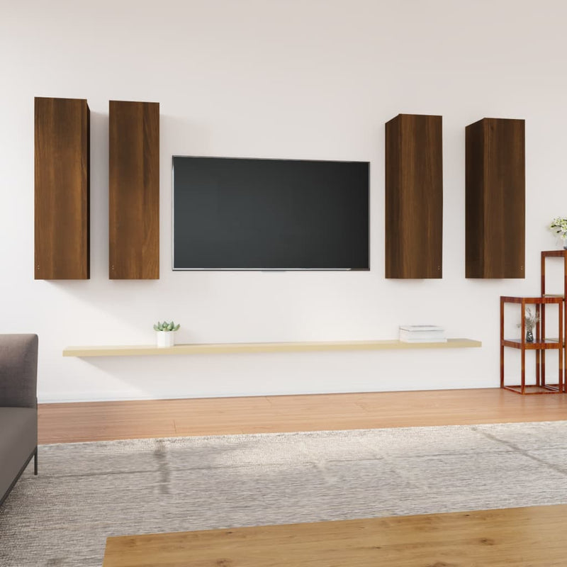 Tv-meubelen 4 st 30,5x30x110 cm bewerkt hout bruin eikenkleur MeubelReus