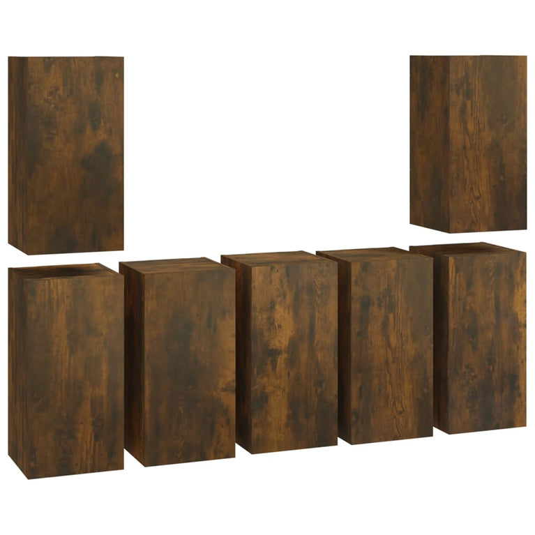 Tv-meubels 7 st 30,5x30x60 cm bewerkt hout gerookt eikenkleurig MeubelReus