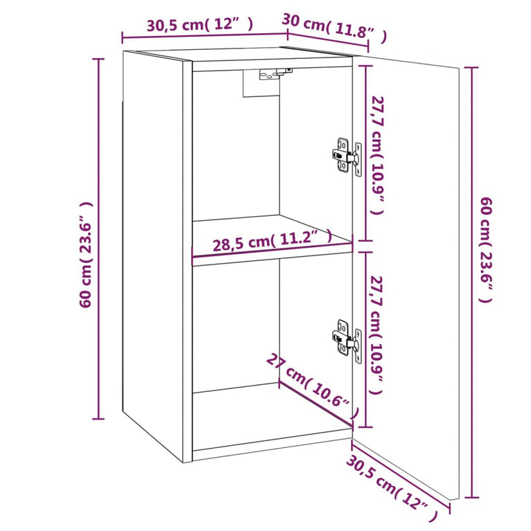Tv-meubels 7 st 30,5x30x60 cm bewerkt hout gerookt eikenkleurig MeubelReus