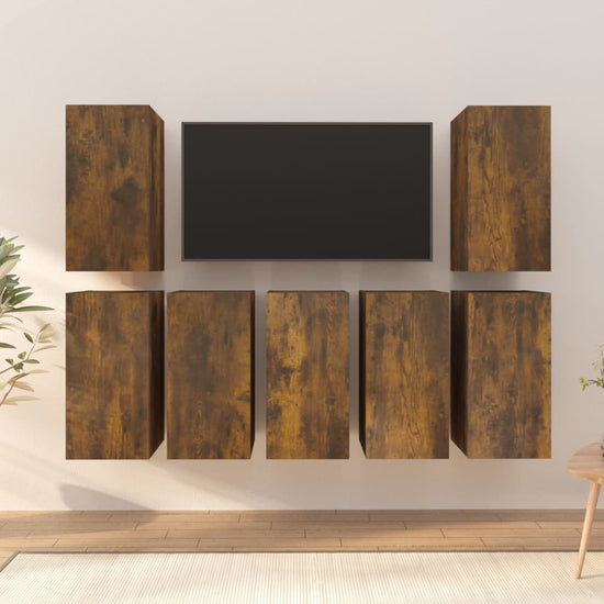 Tv-meubels 7 st 30,5x30x60 cm bewerkt hout gerookt eikenkleurig MeubelReus