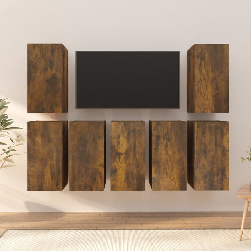 Tv-meubels 7 st 30,5x30x60 cm bewerkt hout gerookt eikenkleurig MeubelReus