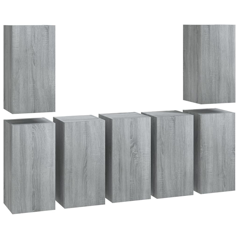 Tv-meubels 7 st 30,5x30x60 cm bewerkt hout grijs sonoma eiken