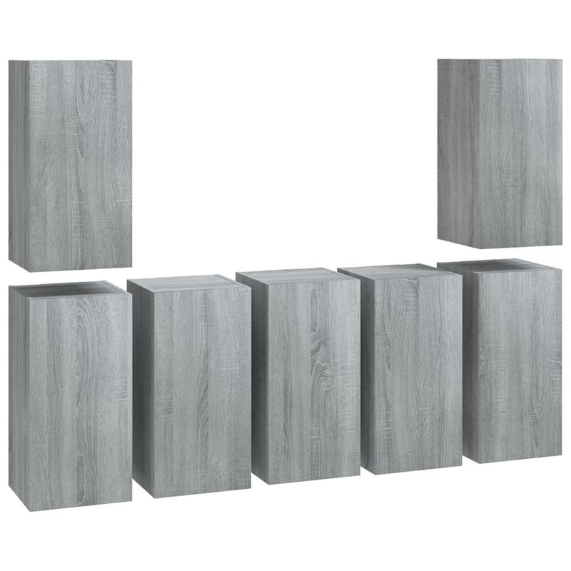 Tv-meubels 7 st 30,5x30x60 cm bewerkt hout grijs sonoma eiken