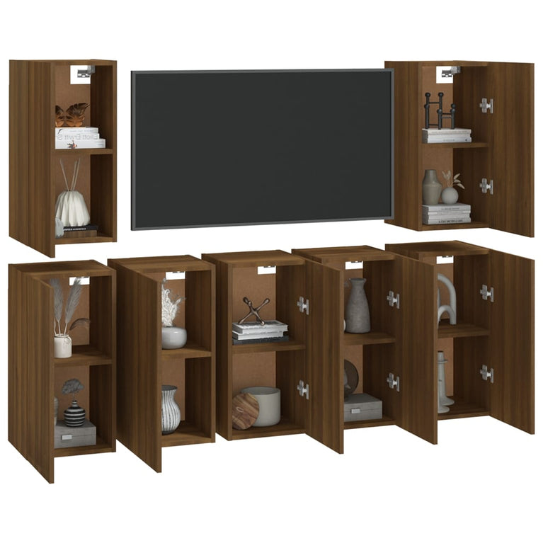 Tv-meubels 7 st 30,5x30x60 cm bewerkt hout bruineikenkleurig MeubelReus