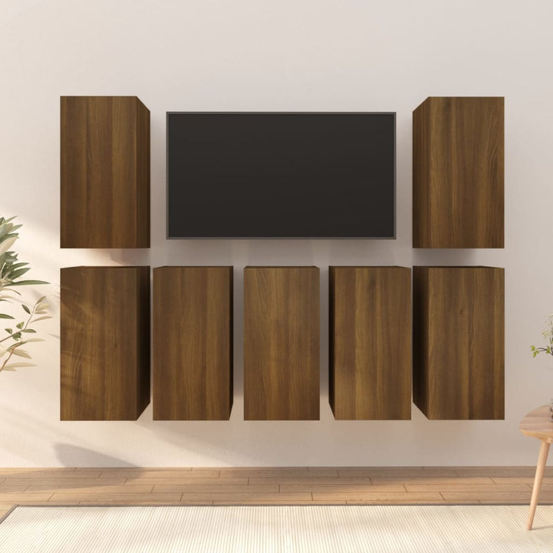 Tv-meubels 7 st 30,5x30x60 cm bewerkt hout bruineikenkleurig MeubelReus
