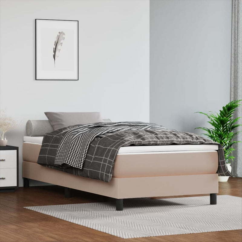 Pocketveringmatras 100x200x20 cm kunstleer cappuccinokleurig MeubelReus
