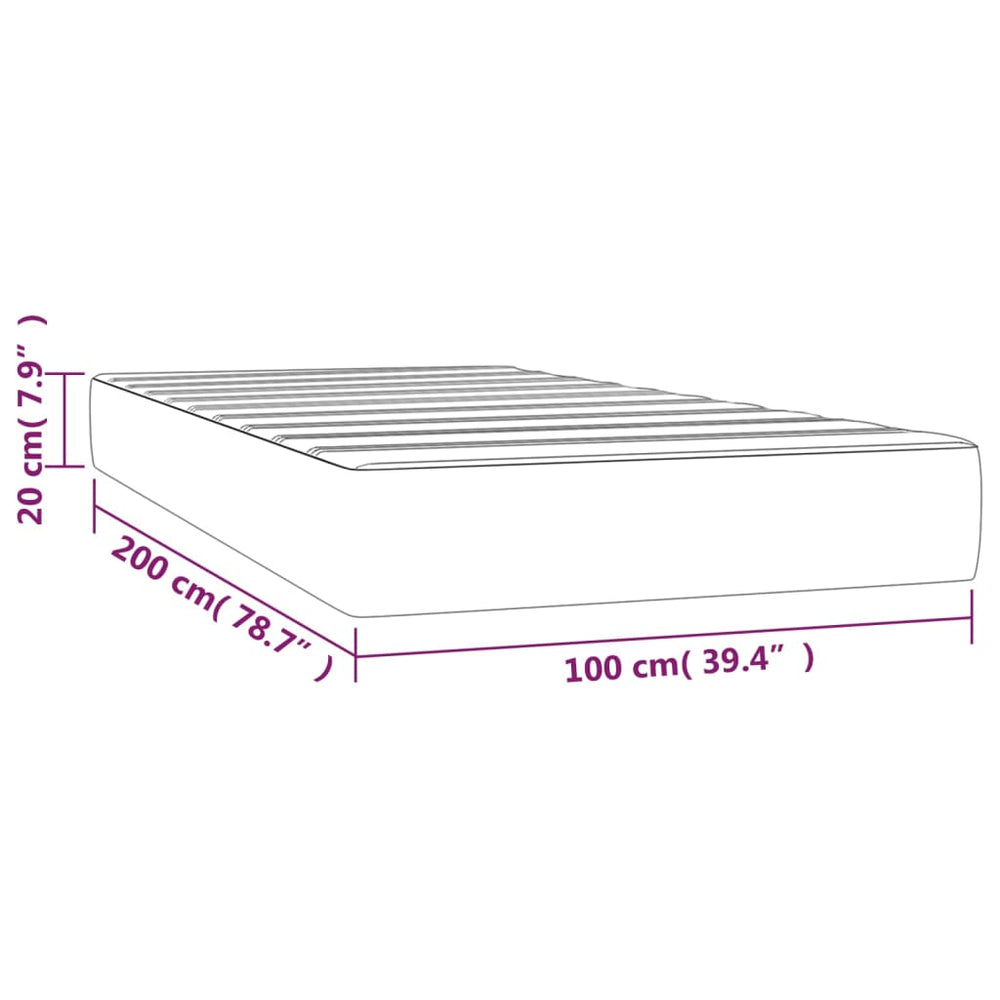 Pocketveringmatras 100x200x20 cm fluweel lichtgrijs MeubelReus