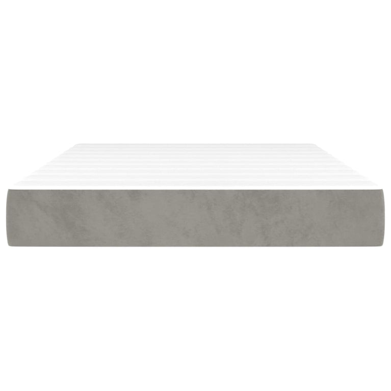Pocketveringmatras 120x200x20 cm fluweel lichtgrijs MeubelReus