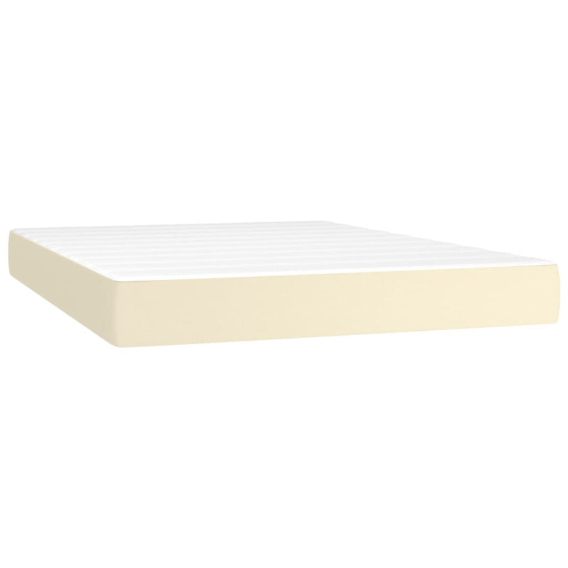 Pocketveringmatras 140x190x20 cm kunstleer crèmekleurig