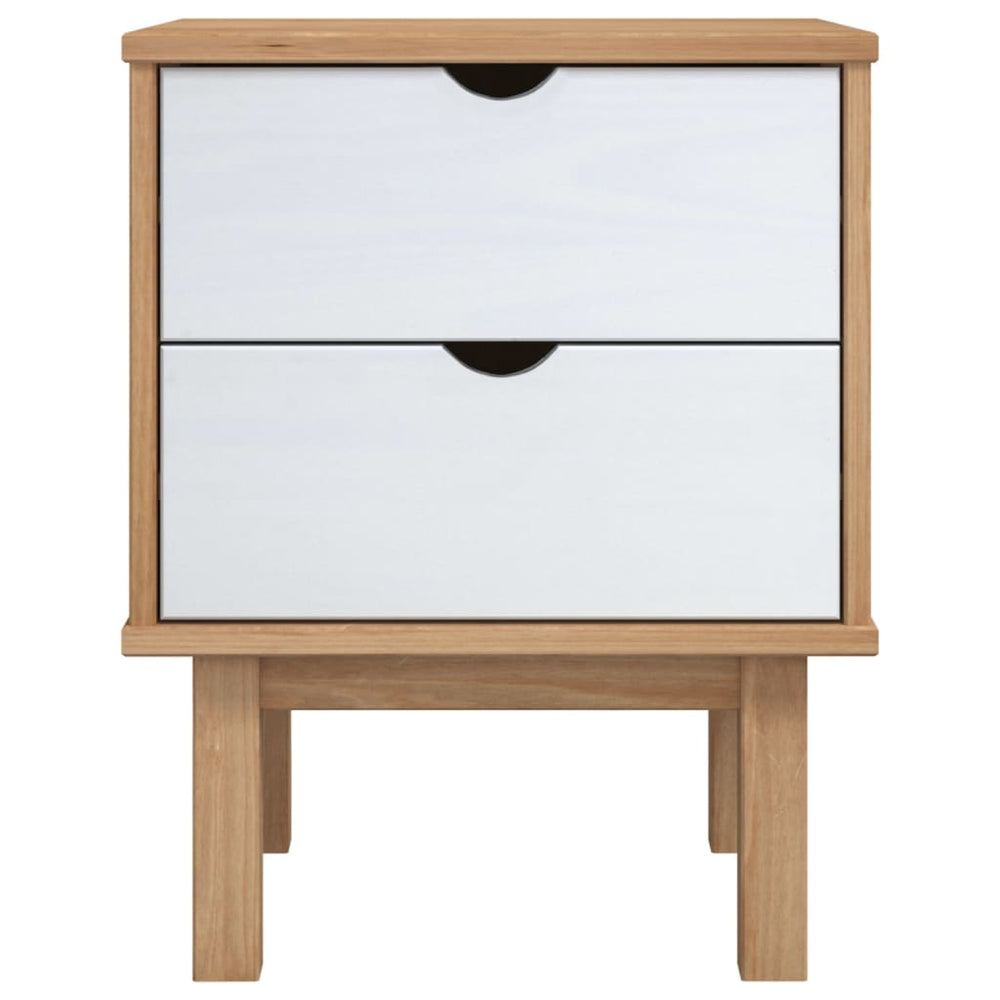 Nachtkastje OTTA 46x39,5x57 cm massief grenenhout bruin en wit MeubelReus