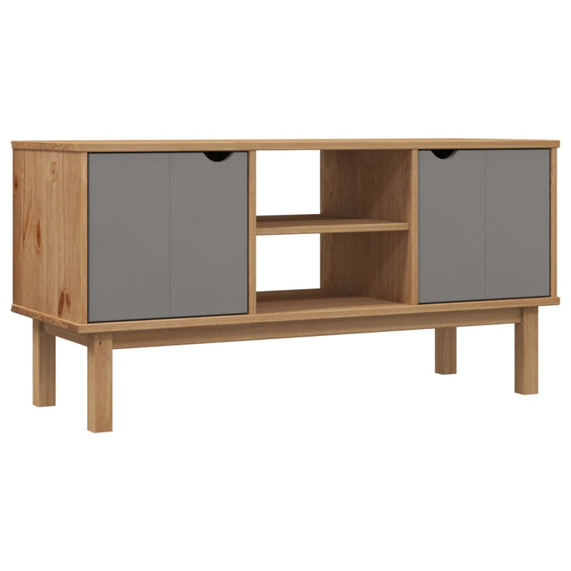 Tv-meubel OTTA 113,5x43x57 cm massief grenenhout bruin en grijs MeubelReus