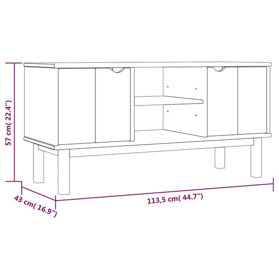 Tv-meubel OTTA 113,5x43x57 cm massief grenenhout bruin en wit MeubelReus
