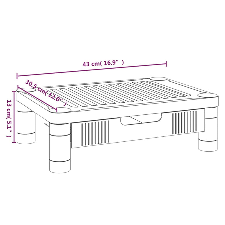 Monitorstandaard 43x30,5x13 cm zwart MeubelReus