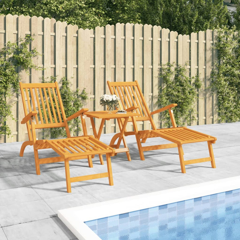 Terrasstoelen 2 st met voetensteun massief acaciahout MeubelReus