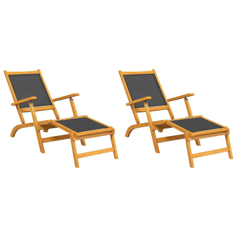 Terrasstoelen 2 st massief acaciahout en textileen MeubelReus
