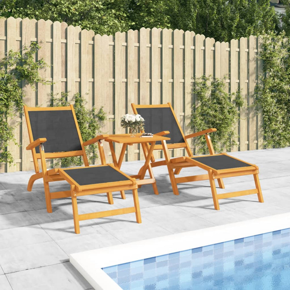 Terrasstoelen 2 st massief acaciahout en textileen MeubelReus