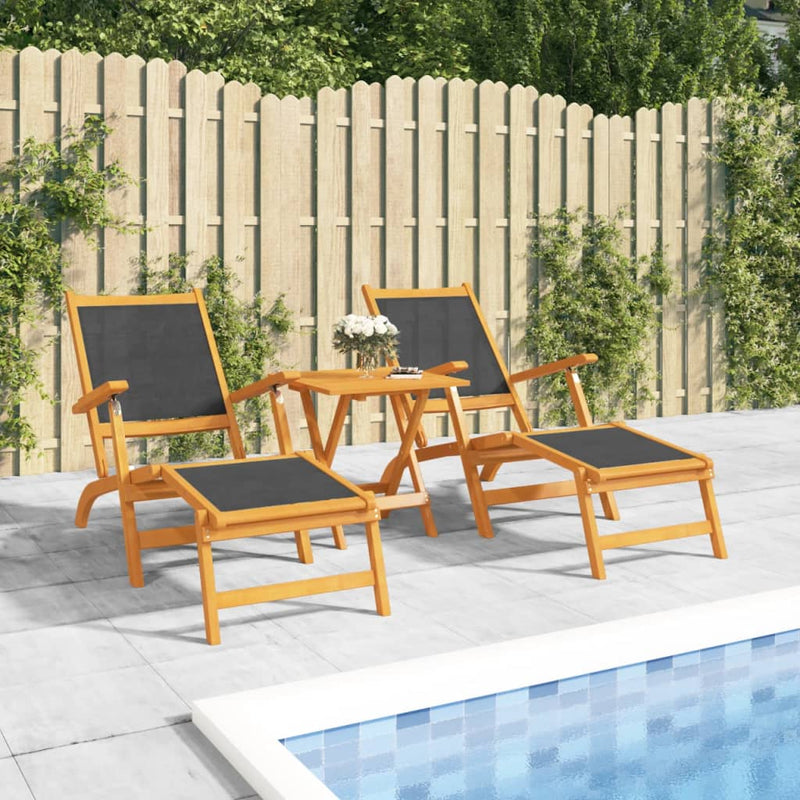 Terrasstoelen 2 st massief acaciahout en textileen MeubelReus