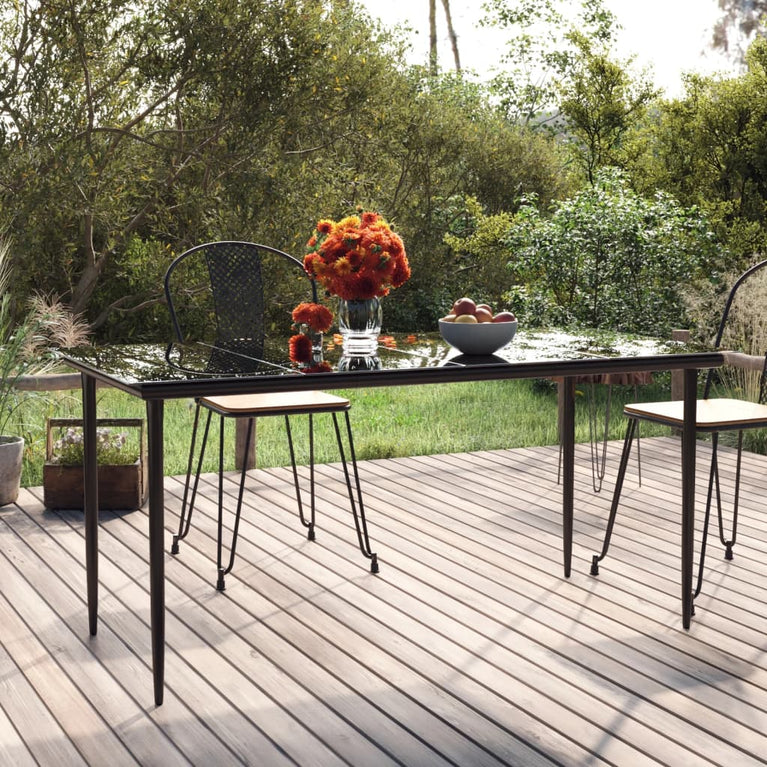 Tuintafel 160x80x74 cm staal en gehard glas zwart MeubelReus