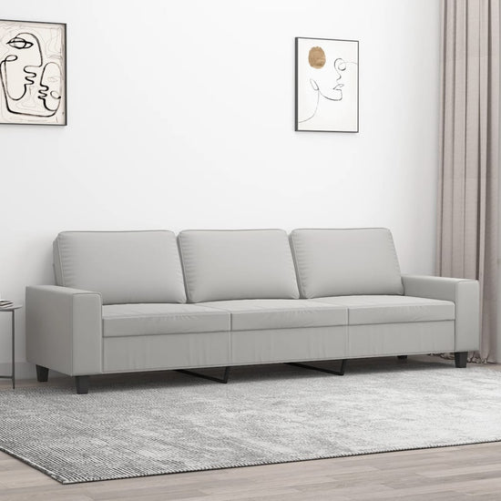 Driezitsbank 210 cm microvezelstof lichtgrijs MeubelReus