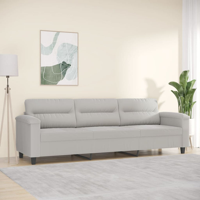 Driezitsbank 210 cm microvezelstof lichtgrijs MeubelReus