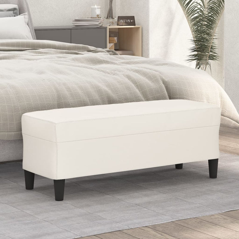 Bankje 100x35x41 cm kunstleer crèmekleurig MeubelReus