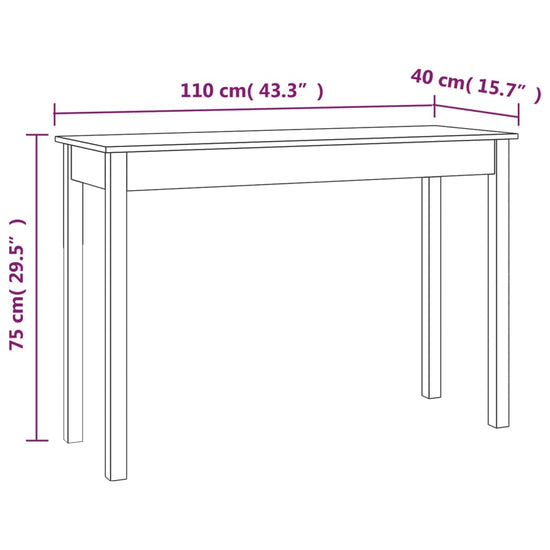 Wandtafel 110x40x75 cm massief grenenhout MeubelReus