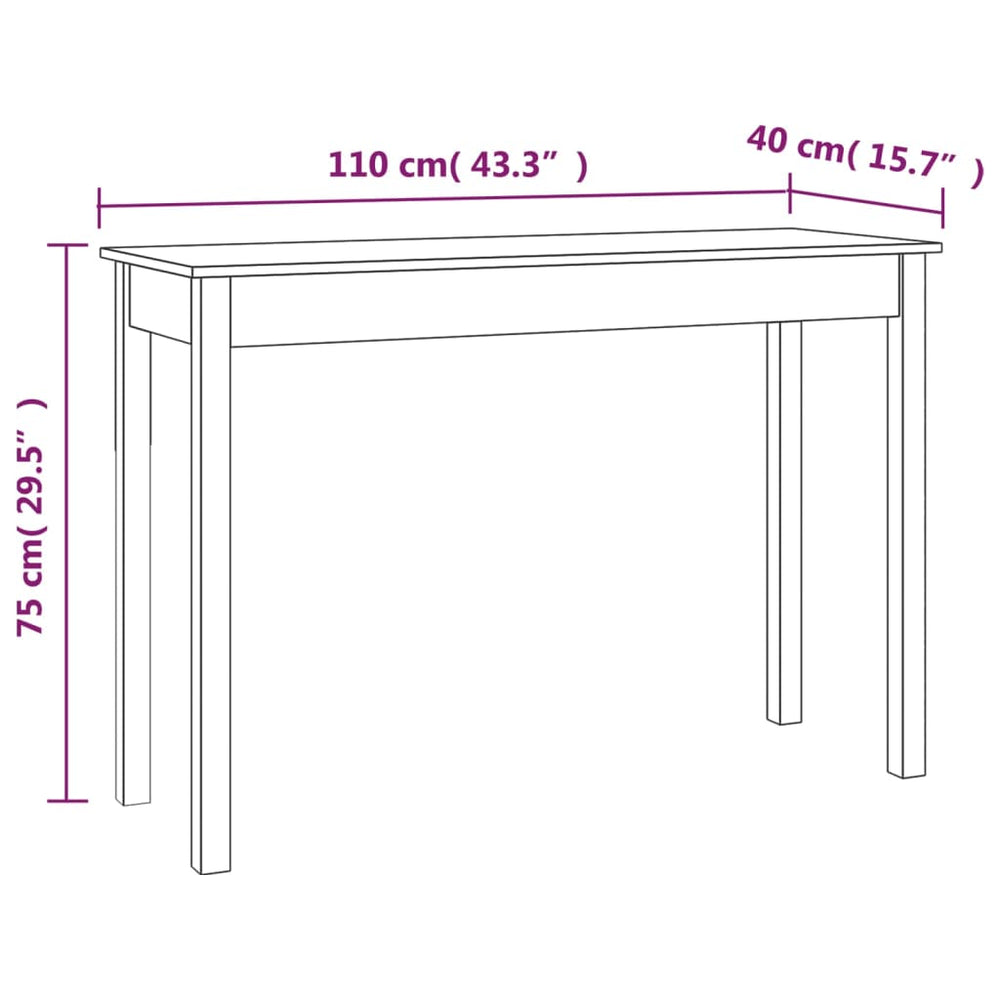 Wandtafel 110x40x75 cm massief grenenhout wit MeubelReus
