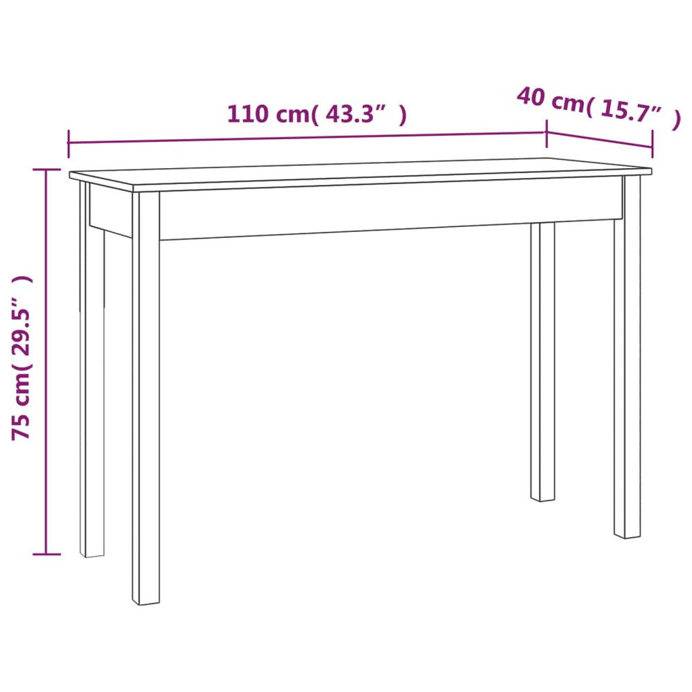 Wandtafel 110x40x75 cm massief grenenhout grijs MeubelReus