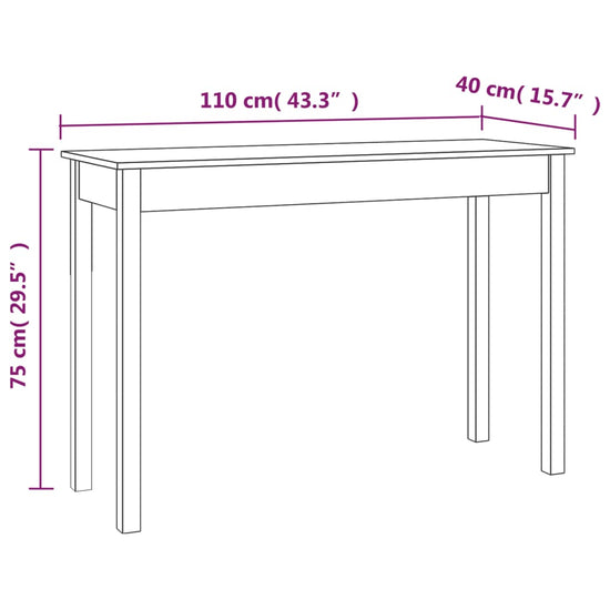Wandtafel 110x40x75 cm massief grenenhout zwart MeubelReus