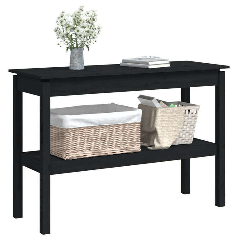 Wandtafel 110x40x75 cm massief grenenhout zwart MeubelReus
