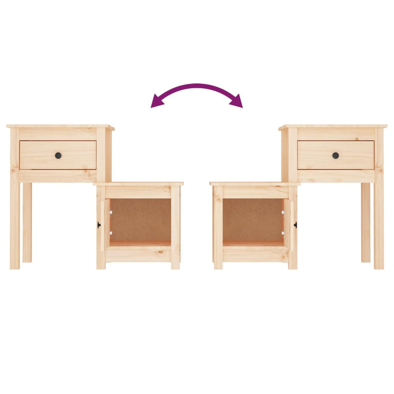 Nachtkastje 79,5x38x65,5 cm massief grenenhout MeubelReus
