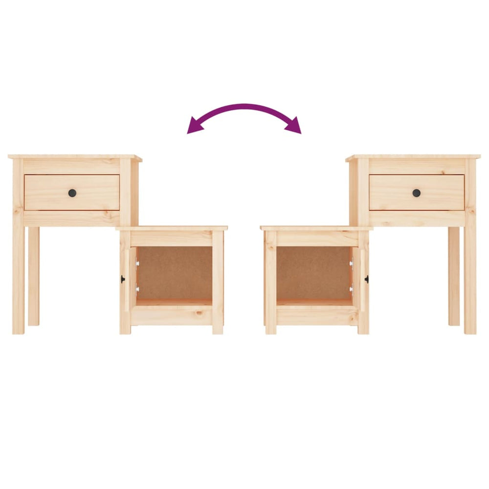 Nachtkastjes 2 st 79,5x38x65,5 cm massief grenenhout MeubelReus