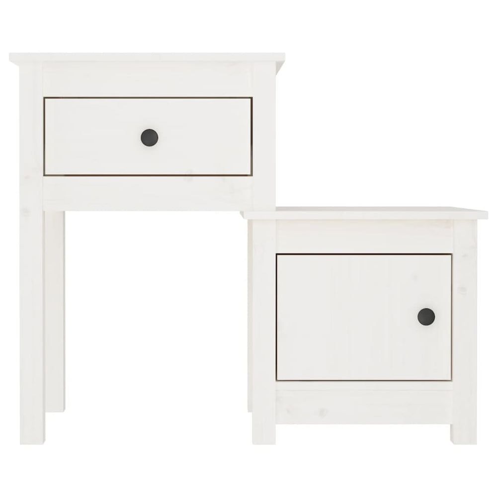 Nachtkastje 79,5x38x65,5 cm massief grenenhout wit MeubelReus