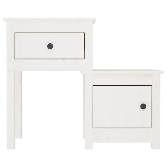 Nachtkastje 79,5x38x65,5 cm massief grenenhout wit MeubelReus
