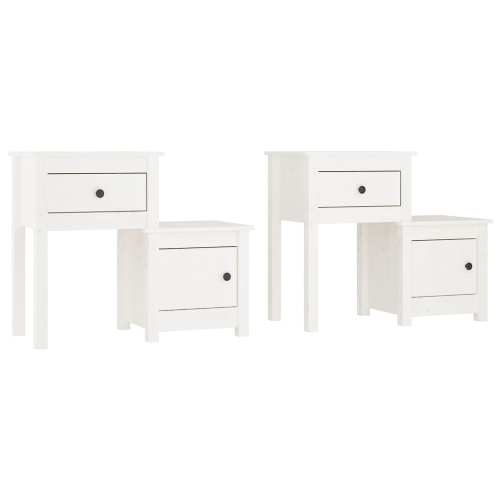 Nachtkastjes 2 st 79,5x38x65,5 cm massief grenenhout wit MeubelReus