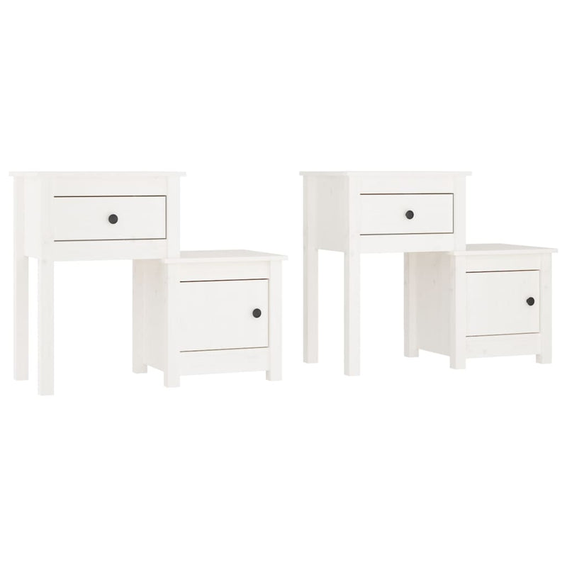 Nachtkastjes 2 st 79,5x38x65,5 cm massief grenenhout wit MeubelReus