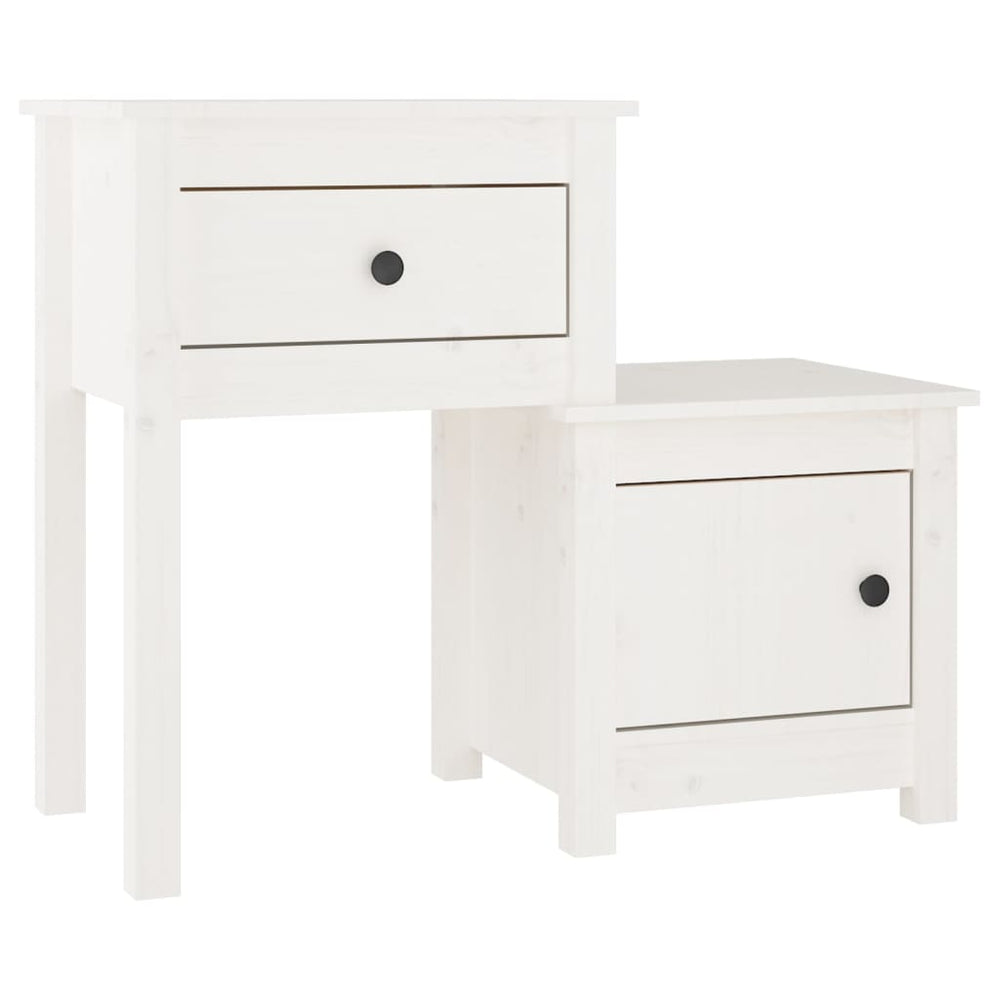 Nachtkastjes 2 st 79,5x38x65,5 cm massief grenenhout wit MeubelReus
