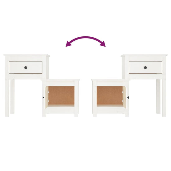 Nachtkastjes 2 st 79,5x38x65,5 cm massief grenenhout wit MeubelReus