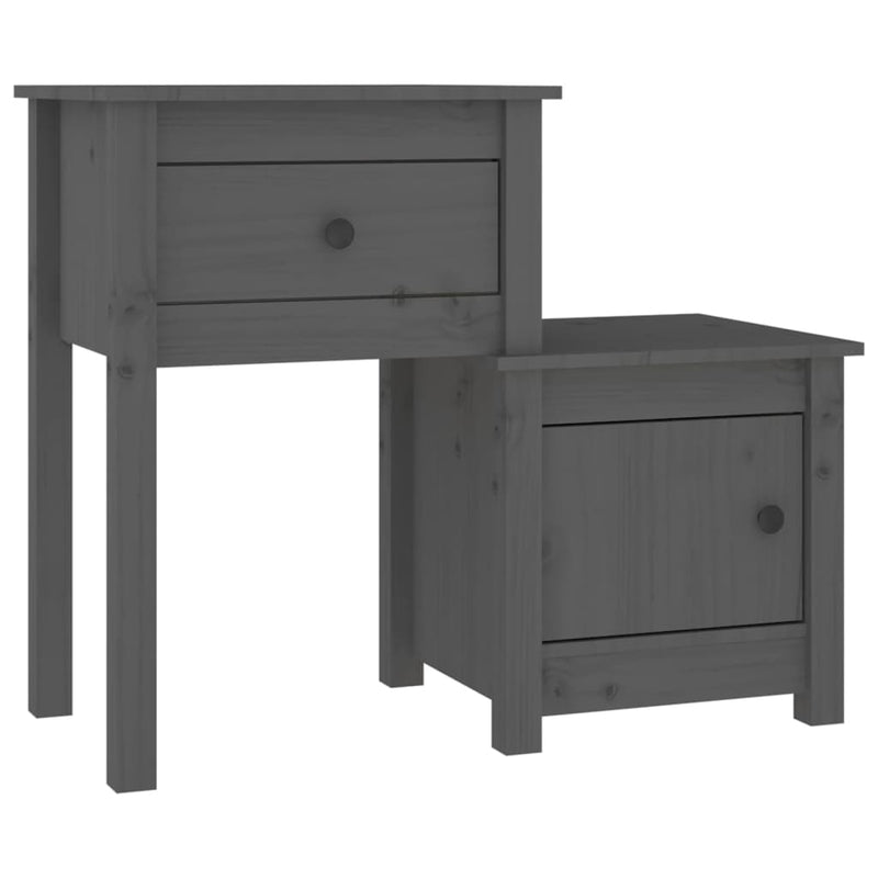 Nachtkastje 79,5x38x65,5 cm massief grenenhout grijs MeubelReus