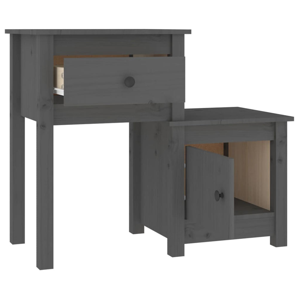Nachtkastje 79,5x38x65,5 cm massief grenenhout grijs MeubelReus
