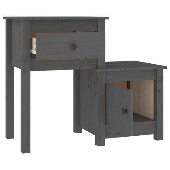 Nachtkastje 79,5x38x65,5 cm massief grenenhout grijs MeubelReus