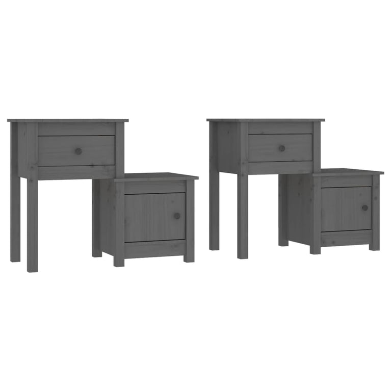 Nachtkastjes 2 st 79,5x38x65,5 cm massief grenenhout grijs MeubelReus