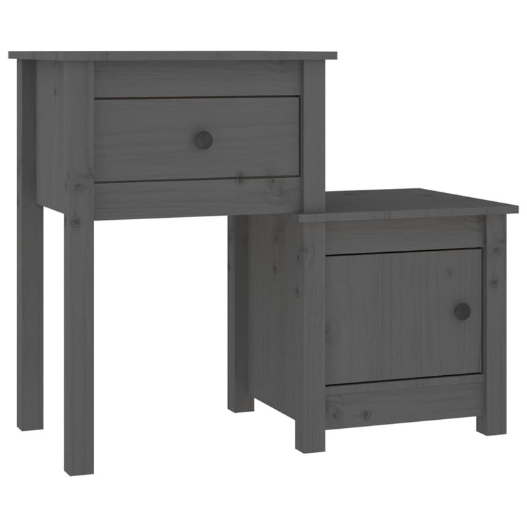 Nachtkastjes 2 st 79,5x38x65,5 cm massief grenenhout grijs MeubelReus