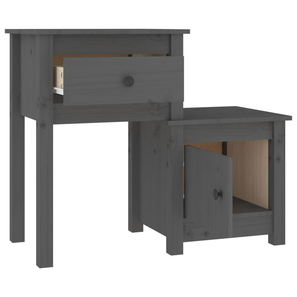 Nachtkastjes 2 st 79,5x38x65,5 cm massief grenenhout grijs MeubelReus