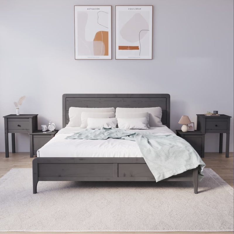 Nachtkastjes 2 st 79,5x38x65,5 cm massief grenenhout grijs MeubelReus