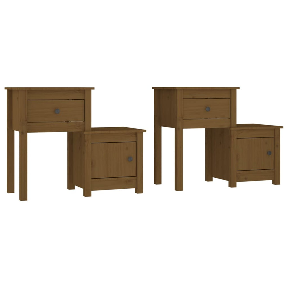Nachtkastjes 2 st 79,5x38x65,5 cm grenenhout honingbruin MeubelReus